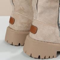 Botas de invierno de las mujeres de moda, zapatos de algodón cálidos y gruesos, forro de agarre a mitad de la pantorrilla, las mujeres de una sola pieza de invierno botas de ante tobillo - details 18