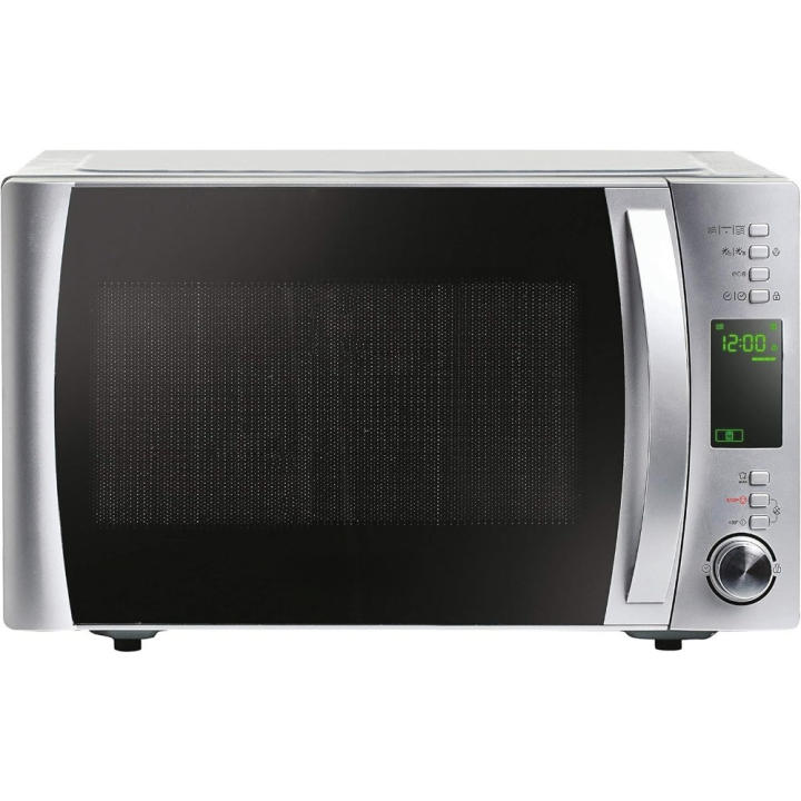 Microondas con Pantalla LCD 22L, 1250W, 5 Niveles, Digital, 40 Programas, Bloqueo, Plato 25,5CM, Rack de Parrilla, Accesorio Vapor, Cocina Express, Temporizador, App Simply-Fi, Acero Inoxidable