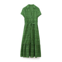 BUNO-2025 nuevo diseño casual y elegante para mujer con vestido estilo camisa con bordado hueco de estilo europeo y americano - details 1