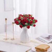 10 cabezas de flores artificiales de seda, rosas blancas, hojas de eucalipto, ramo de peonías, flores falsas para mesa de boda, jarrón para fiesta, decoración del hogar - details 14