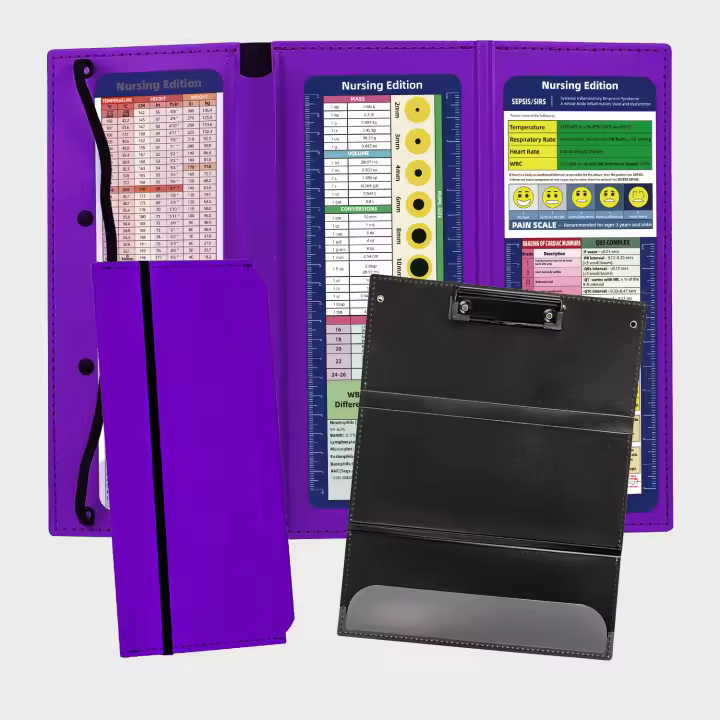 Portapapeles de Enfermería Plegable, Portapapeles de Bolsillo para Enfermeras Negro de 3 Capas con Hojas de Apuntes de Edición Médica, Portapapeles Plegable con Bloc de Notas para Estudiantes, Enfermeras, Doctores y Personal Médico - 1