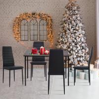 Sillas de Comedor Juego de 4 Sillas de Metal para Cocina, Silla de Mesa Comoda Silla con Asiento Tapizado, Negro - details 52