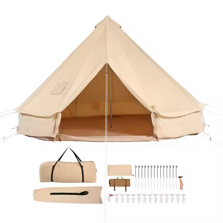 SucceBuy Tienda de campaña de lona, ​​tienda de yurta para 4 estaciones de 6 m/19,68 pies, tienda de campaña de lona para acampar con estufa, tienda transpirable para hasta 10 personas, fiesta de caza al aire libre para acampar en familia - 1