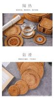 Alfombra De Mesa Redonda De Rotura Tejida En Rattan Protector De Calor Para Taza Y Bollo Accesorio Clásico De Juego De Té - details 7