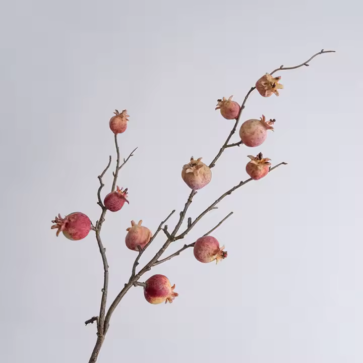 11 ramas artificiales de granada de frutas, ramas de frutas de espuma hechas a mano realistas, plantas falsas de plástico elegantes - 1
