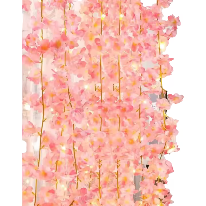 Guirnalda De Flores Artificiales De Cerezo Con Luces De Hilo Para Decoración De Habitación Boda Fiesta Luces De Navidad - 1