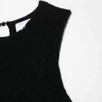 BUNO-Vintage Mini vestido de punto negro para mujer, cuello redondo, sin mangas, con lazo en la espalda, vestidos cortos rectos, playa de verano - details 7