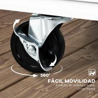 Carro de Cocina Isla de Cocina con Ruedas Multifuncional con 2 Cajones 3 Puertas de Vidrio Templado Toallero y Especiero 124,5x39,5x90 cm Blanco - details 3