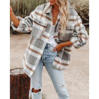 Abrigo de otoño e invierno para mujer, manga larga, camisa a cuadros, poliéster, abrigo de tweed - details 2