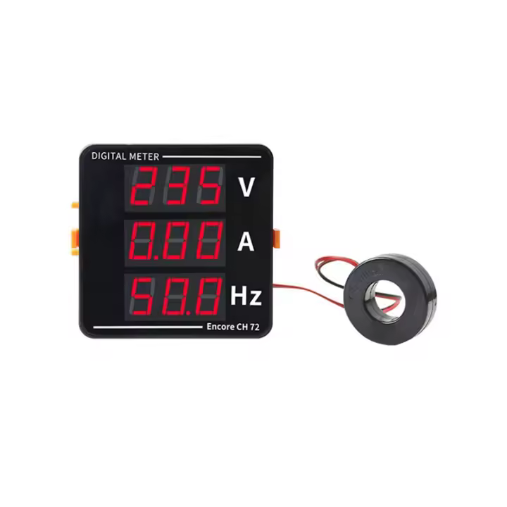 Amperímetro de CA, voltímetro con tres pantallas, medidor de frecuencia de voltaje de corriente, AC50-500V, 10-99,9Hz - 1