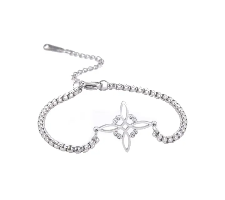 Delicada pulsera de nudo de bruja celta, amuleto recortado de cuatro esquinas, dije irlandés wiccan vintage, joyería regalo para niñas y mujeres, Sin gemas. - 1