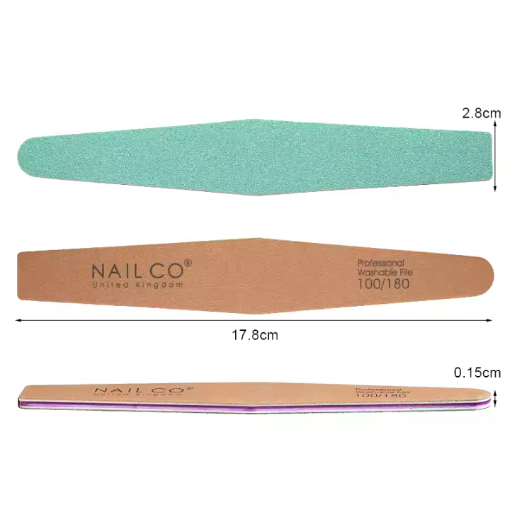 NAILCO-Barra de arena de esponja verde, superficie redonda fina lateral, duradera, muchas veces, herramienta de pulido de uñas, manicura, 100/180 # - 1