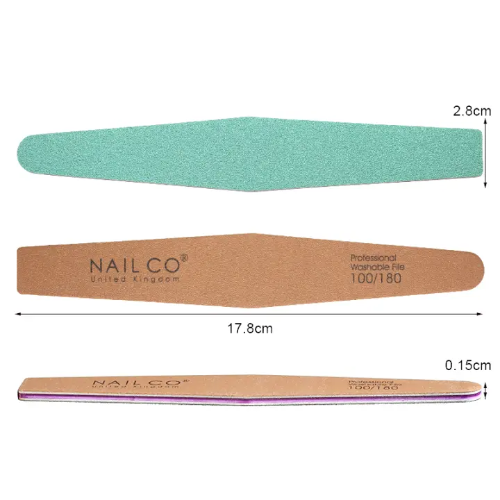 NAILCO-Barra de arena de esponja verde, superficie redonda fina lateral, duradera, muchas veces, herramienta de pulido de uñas, manicura, 100/180 # - 1