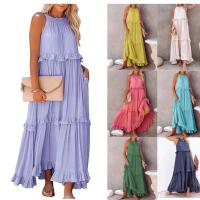 Vestido largo con borde de hoja de loto para mujer, falda de playa con vuelo grande y corriente, novedad de verano 2024 - details 1