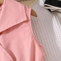Vestido de Princesa para Niña en Verano Cinturón Encaje sin Mangas en Rosa - details 4
