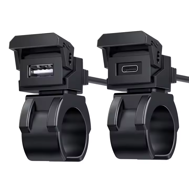 Cargador USB Tipo-C de Motocicleta 2 IN 1 Carga Rápida en Manillar Impermeable - 1