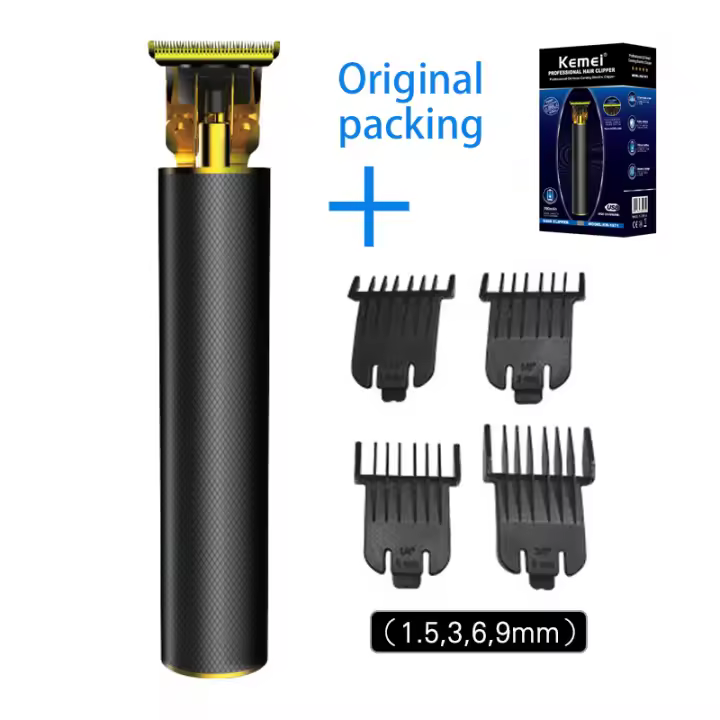 Kemei-cortadora de pelo eléctrica recargable para hombre, máquina para cortar la barba, sin cable, 0mm, hine, KM-1971 - 1