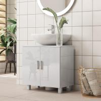 Debajo l Lavabo bajo Lavabo Lavabo Pie 2 Puertas 2 Estantes y Sistema Antivuelco Cuarto 60x35x60 cm Blanco - details 2
