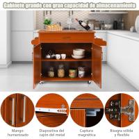 Carrito de Cocina Carro de Servicio Comedor con Ruedas,Toallero,Cajón, Puerta y Estantes Gabinete Mueble de Cocina (blanco) - details 35