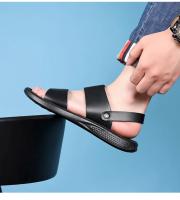 Sandalias cómodas de verano con plataforma para pie plano, sandalias de cuero con suela gruesa antideslizantes para hombre, zapatillas de fondo suave para playa al aire libre - details 13
