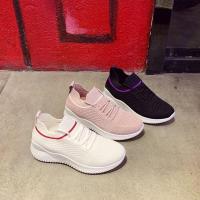 Zapatos de mujer tejidos con zapatillas casuales ligeras de color sólido para uso diario - details 3
