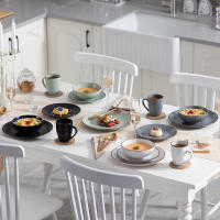 Juego de Cena VANCASSO MODA 16 Piezas Cerámica Mezcla de Colores con Plato de Cena Plato de Postre Tazas y Bolsas Material de Cocina y Hogar Producto Normal Fabricado en China - details 1
