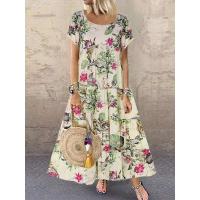 Vestido de mujer de cuello redondo de manga corta nuevo de verano - details 4
