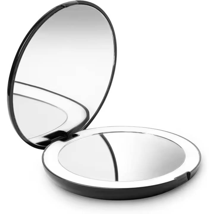 Espejo de maquillaje de viaje con luz LED, compacto, portátil, plegable iluminado - 1