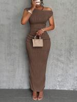 Elegante Vestido de Fiesta para Mujer Manga Corta, Escote Asimétrico, Ajuste Ajustado, Tejido Elástico Perfecto para Eventos Nocturnos o Cócteles - details 7