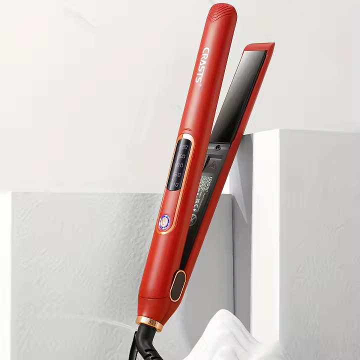 Plancha de Pelo de Titanio con Temperatura Ajustable en 5 Niveles, Plancha Plana Sin Daño para Todo Tipo de Cabello, Roja - 1