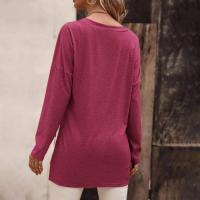 Camiseta de Manga Larga para Mujer Cuello en V Color Sólido Moda Coreana en Punto - details 17
