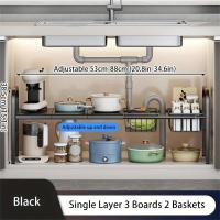 1 Juego de organizadores multiusos para cocina debajo del fregadero del baño-estante de almacenamiento organizador de estante de gabinete expandible - details 7