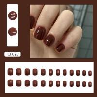 24pcs Uñas Postizas Cortas Y Redondas En Colores Sólidos Full Cover Desmontables Para Dedos De La Mano En Acrílico - details 3