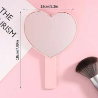 Espejo de pestañas en forma de corazón, espejo de mano portátil, espejo de maquillaje portátil, espejo de mango táctil - details 0