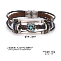 pulseras y brazaletes de flores Vintage, pulsera bohemia de cuero de múltiples capas 2019 para mujer y hombre, regalos de joyería Punk para mujer - details 1