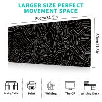 1 Uds alfombrilla de ratón para juegos alfombrilla de teclado grande 31,5x11,8 pulgadas alfombrilla de ratón topográfica alfombrilla de ratón blanca y negra para teclado con Anti-Sl - details 0
