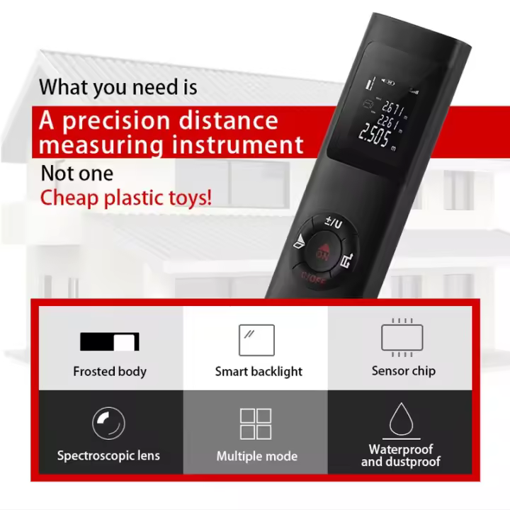 Distancesímetro Láser Digital Multifuncional de Mano con USB Mini 40M/60M para Decoración Interior Carga Rápida - 1