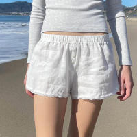 BUNO-Pantalones cortos informales con estampado de rayas para mujer, cintura elástica, parte inferior con botones, pantalones cortos básicos sueltos Y2K elegantes Pantalones cortos holgados e informales con detalles de botones para mujer - details 19