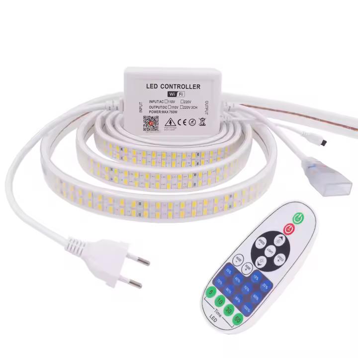 Tira de luces LED regulable con Control WIFI, cinta impermeable de 220V, súper brillante, doble fila, 5730, 240LED/m, decoración del hogar - 1