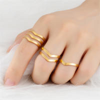 Anillos abiertos coreanos de onda Simple para mujer, sortija informal geométrica de Color dorado de acero inoxidable, regalo de joyería minimalista 2022 - details 0