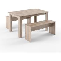 Mesa de comedor Sentio, antracita/roble dorado, 90 x 140 cm con 2 bancos - details 8