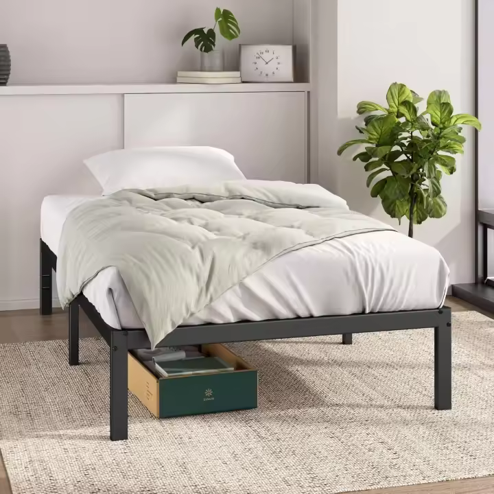 Cama Elias 90 x 190 cm - 36 cm de Altura con Almacenamiento Debajo de la Cama - Estructura de Plataforma de Metal - Negro - 1