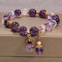 Elegante Pulsera de Amatista Romántica Colgante de Cinco Pétalos de Cristal Retro de Lujo para Mujeres Regalo de Joyería para Novia - details 2
