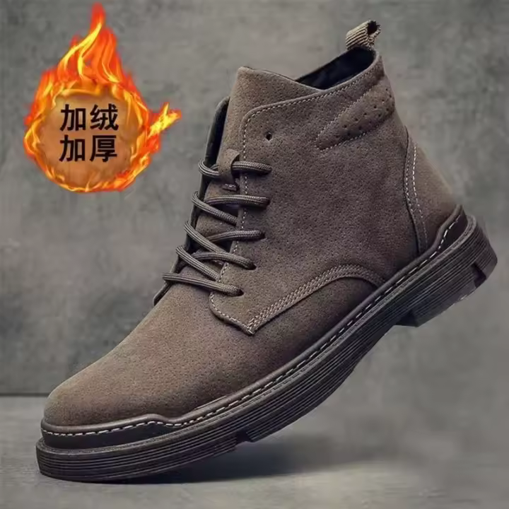 Botas cálidas de otoño retro para hombre, comodidad de trabajo informal con zapato de piso ligero y transpirable - 1