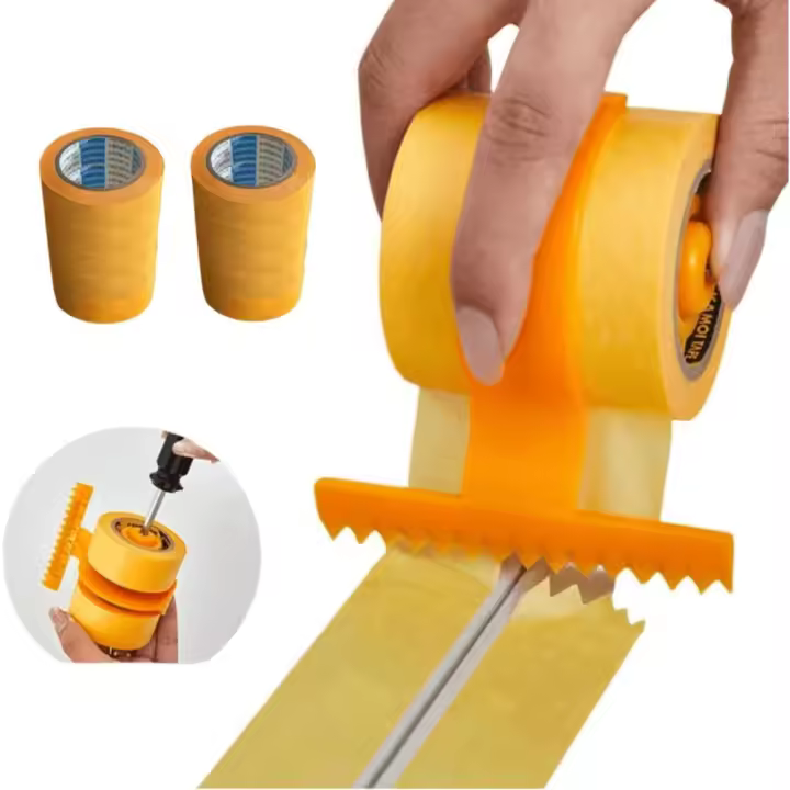 Dispensador de Cinta Maestro 10 Rollos de Cinta Amarilla de 49 pies Ayuda para Perfeccionar Juntras - 1