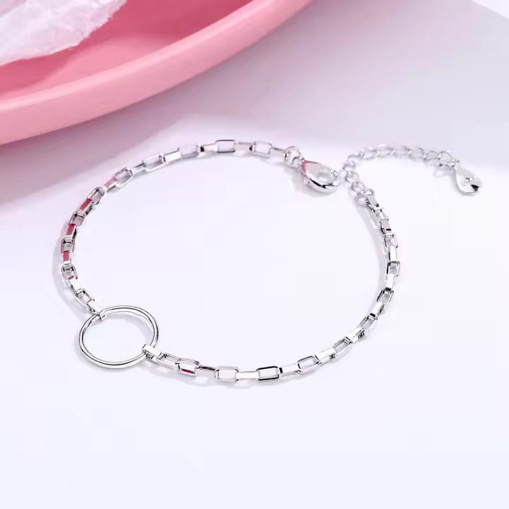 Pulsera De Cuentas Geométricas De Plata Esterline 925 Para Mujeres Estilo Simple Y Temperamento Joyería De Mano Para Fiesta - 1