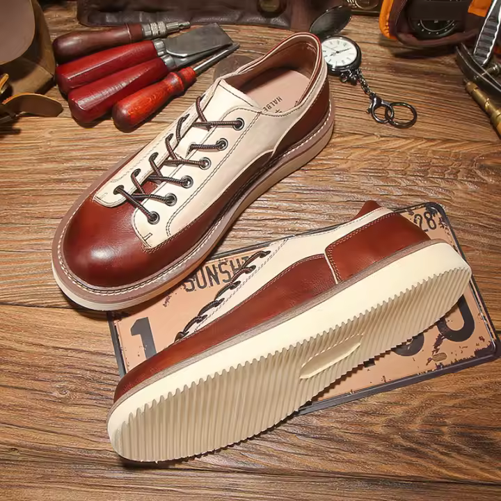 Zapatos de cuero vacuno puro de alta gama, zapatos casuales de suela blanda para hombre - 1