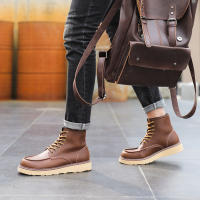 Botas de herramientas para hombres al aire libre ayuda media zapatos de cuero de estilo británico cuero genuino - details 14