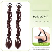 2 uds. De coleta larga trenzada para boxeo, banda para el cabello con cola de caballo doble, resistente al calor, extensión de cabello Natural - details 7