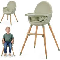 bebé 2 en 1, Silla Infantil, Trona portatil, Patas de Madera, Bandeja Ajustable, Fácil de limpiar, para niños, Beige - details 17